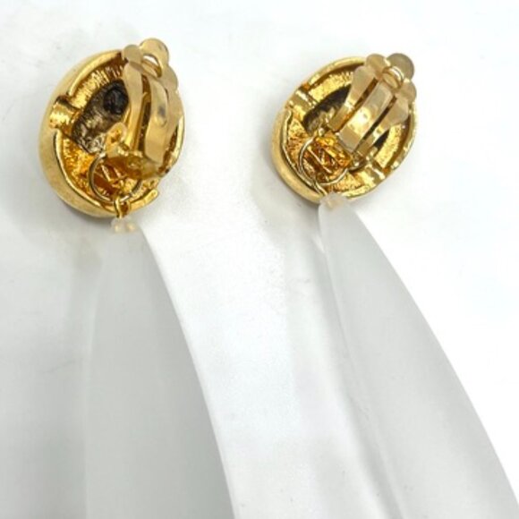 HANDMADE VINTAGE FROSTED TEARDROP CLIP ON EARRINGS ANTIQUED GOLD TONE LONG - Picture 9 of 12